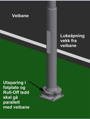 Roll-Off leddet (avskjæringsleddet) skal monteres maks. 10 cm over ferdig terreng, målt til mellomleggsplaten.