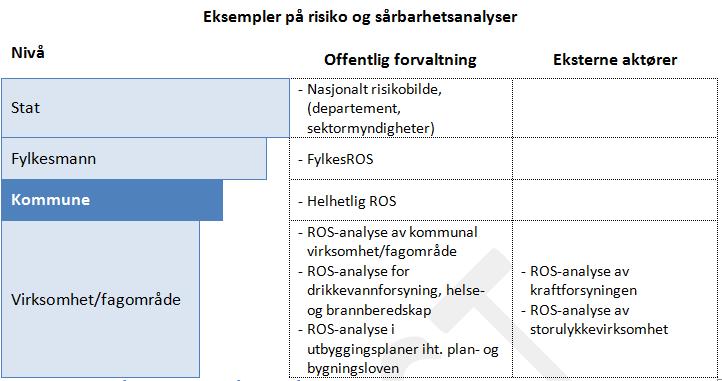 Ulike nivåer av ROS-analyser