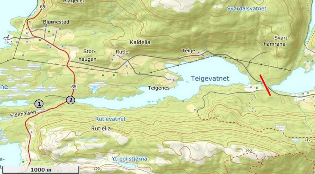 ELV FRA TEIGEVATNET Teigevassdraget (082.2Z) renner ut ved Bruhaugane i Skifjorden i Hyllestad kommune (figur 35).