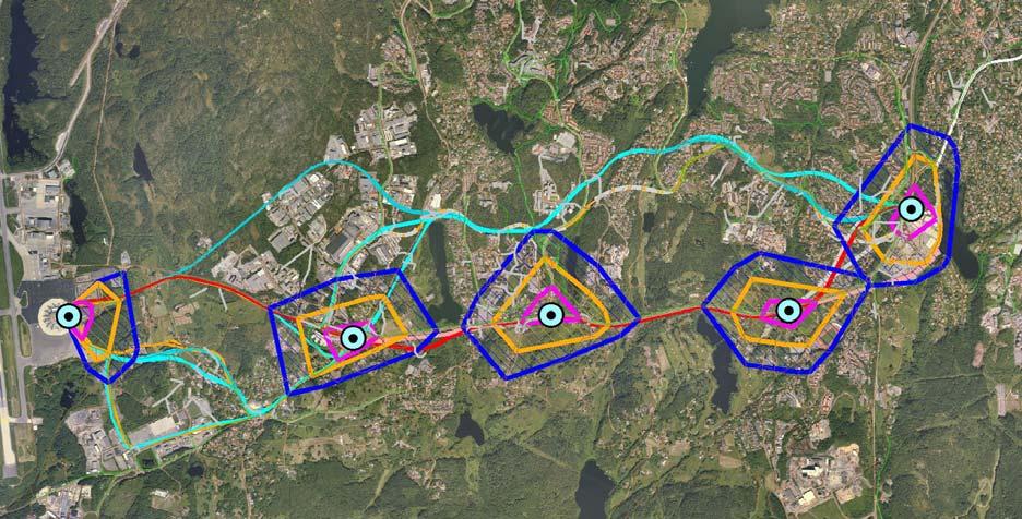 Side: 5 av 8 3 TRASE SØR Oppsummeringstabell for de to hovedalternativene sørover: ALT A VERSUS B Fanatorget 232 708 1834 484 559 616 TOTALT ALT A 100 391 1432 19 1528 3072 TOTALT ALT B 265 1740 3637