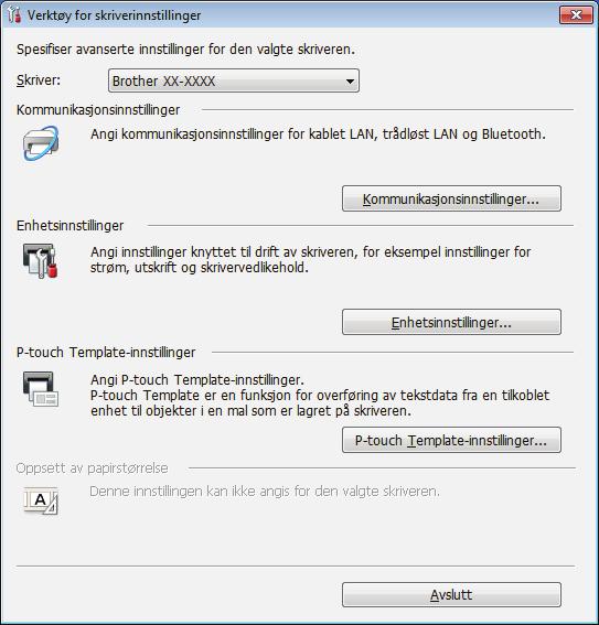 Endre innstillingene for etikettskriveren Bruke Verktøy for skriverinnstillinger for Windows 4 1 Koble skriveren til datamaskinen for konfigurering. 2 Start Verktøy for skriverinnstillinger.