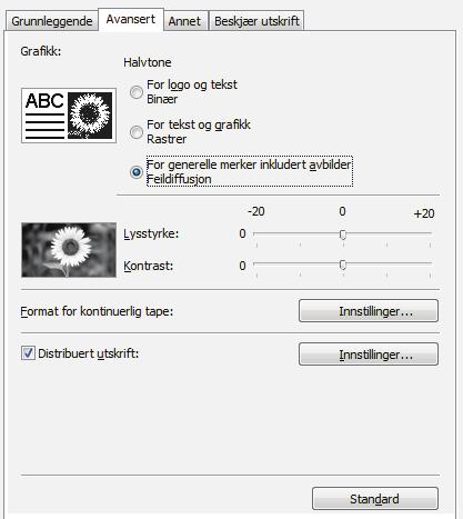 Andre funksjoner Distribuert utskrift (bare Windows ) 6 Ved utskrift av et stort antall etiketter kan utskriften fordeles på flere skrivere via USB eller nettverkstilkobling for å redusere