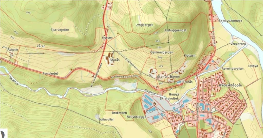 Figur 12: Oversiktskart, prosjekt 7. 7.2 Bakgrunn for prosjektet Storåsbakkan er vurdert som en betydelig flaskehals på fv.