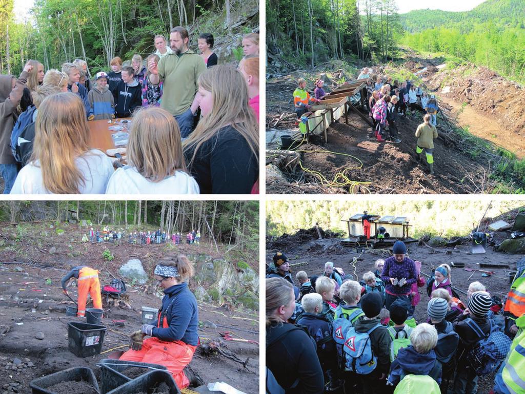 92 vestfoldbaneprosjektet. bind 1 Figur 2.9.3. Fordelt på 10 grupper var om lag 300 skoleelever på besøk på Vestfoldbaneprosjektets utgravninger. På bildene viser Jørgen Bøckman og Stine A.