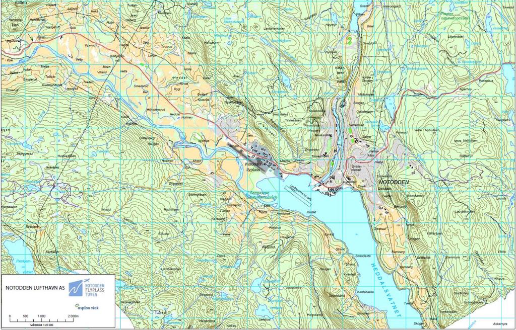 4.2 Beliggenhet Notodden flyplass Tuven ligger i nordenden av Heddalsvatnet og nær