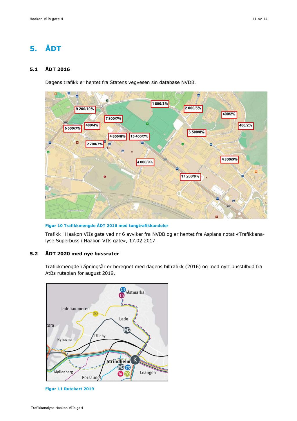 11 av 14 5. ÅDT 5.1 ÅDT 2016 Dagens trafikk er hentet fra Statens vegvesen sin database NVDB.