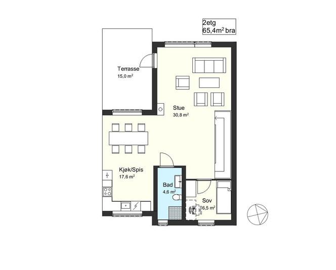 Unibo 112 m² Plantegning 2. etg.