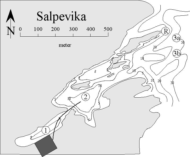 To parallelle sedimentprøver ble tatt med en 01 m 2 stor vanveen-grabb på hvert av de to undersøkte stedene.