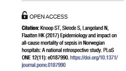 Forekomst sepsis 1 % av alle innleggelser i sykehus i Norge. 3.