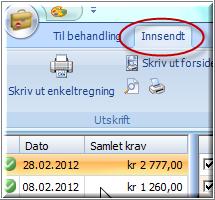 10.4 Registrer som innsendt Når alle regningene er korrigert og ok for innsending, trykker man på «Lagre»-knappen øverst i vindu 1. Dette for å sikre at alle endringer blir lagret på samleregningen.