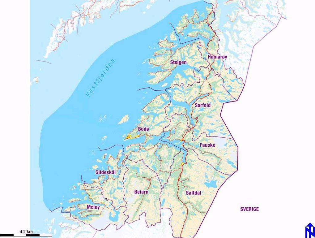 Side: 9 av 36 2 ANALYSEOBJEKTET 2.1 Generelt om Salten regionen Salten regionen omfatter kommunene Beiarn, Bodø, Fauske, Gildeskål, Hamarøy, Meløy, Saltdal, Steigen og Sørfold.