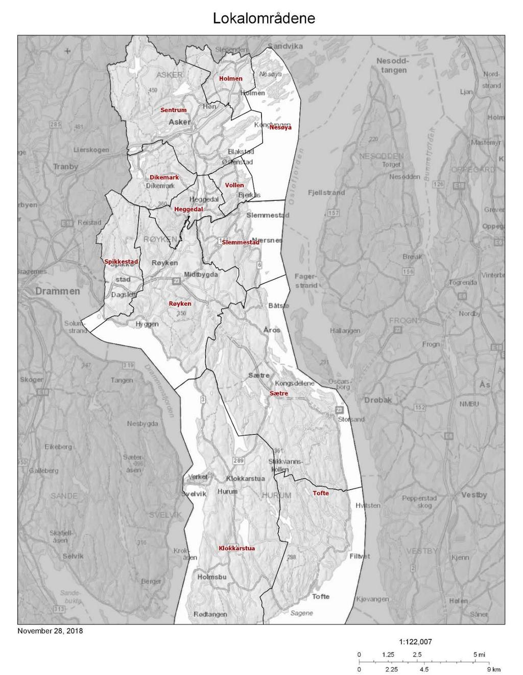 Lokalområder Nye Asker kommune er inndelt i 12 geografiske statistikkområder som kalles lokalområder.