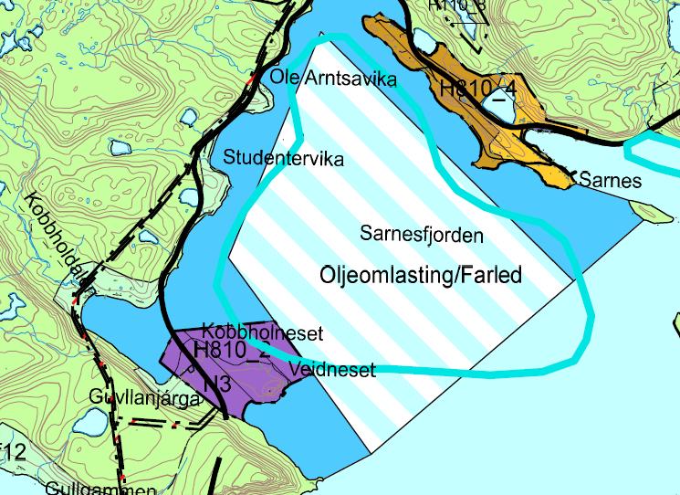 Omlastningsterminal på Veidness Et større område i Sarnesfjorden er avsatt til farled/oljeomlastning Områderegulering skal legge til