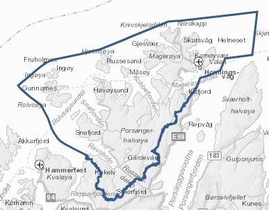 2.1. Vannområdet vårt Figur 1: Kart over Måsøy og Magerøya vannområde i Finnmark vannregion. Kilde: Vann-nett Portal.