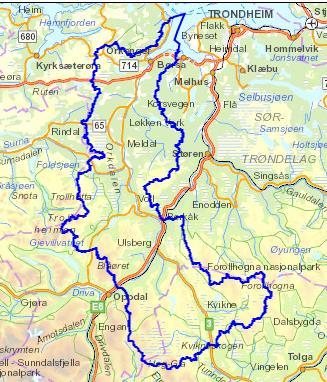 Områdebeskrivelse Vannområde Orkla i Trøndelag fylke dekker nedbørsfeltet til det nasjonale laksevassdraget Orkla, fra Orkdal i nord til Tynset i Sør (Bilde 2).