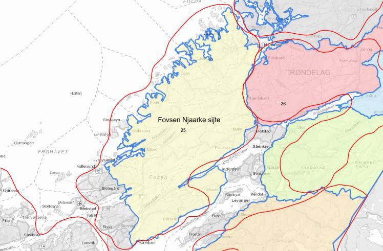 2.4 Analyseområde nr. 25 Fovsen Njaarke 2.4.1 Distriktsvis vurdering Fovsen Njaarke sijte / Fosen reinbeitedistrikt Analyseområde nr.