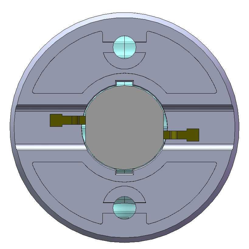 To avoid glue on the lens and LED, apply it along the outside diameter edge, or apply a very thin film on areas shown above in green.