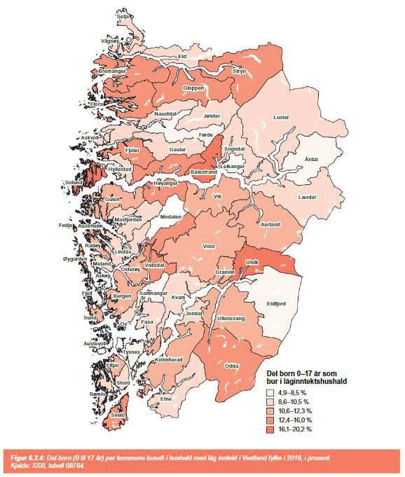 Levekår born og låginntekt 14 12 10 Utvikling i del born (0-17 år) busett i hushald med låg inntekt Prosent