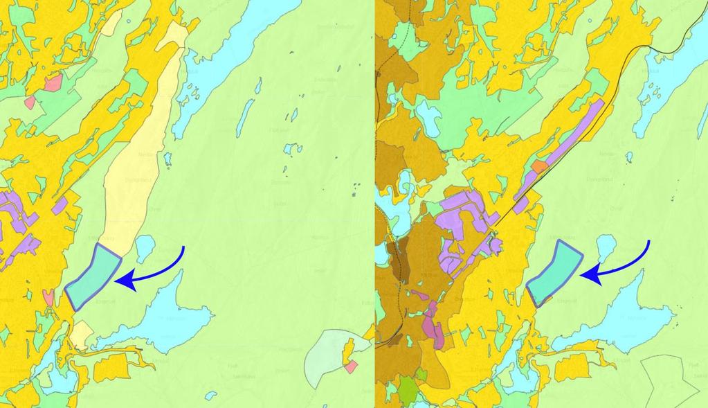 3 Figur 2. Revidert planforslag som ble sendt inn til 1.gangs behandling mai 2017 foreslår bygging kun på den sørlige delen av B24, vist med blått omriss.