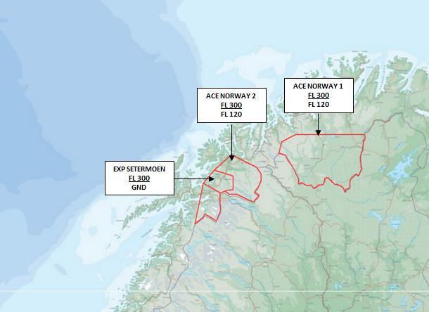 3 av 6 ACE NORWAY 2 691715N-0184327E 690300N-0200000E 690244N-0200336E Langs riksgrensen mellom Sverige og Norge til: 675451N-0164417E 684400N-0171200E 685900N-0174700E (691715N-0184327E) EXPANDED