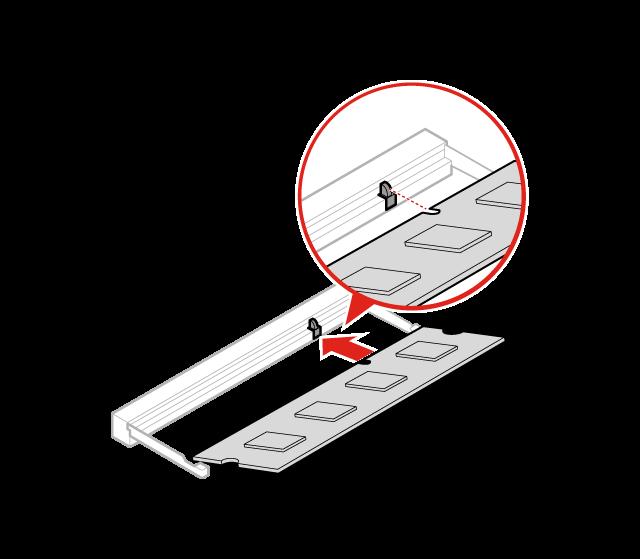 c. Installer minnemodulen. Figur 43. Sette inn minnemodulen d. Lukk minnemodulholderen. Figur 44. Lukke minnemodulholderen 6. Sett på plass maskindekselet og koble til kablene igjen.