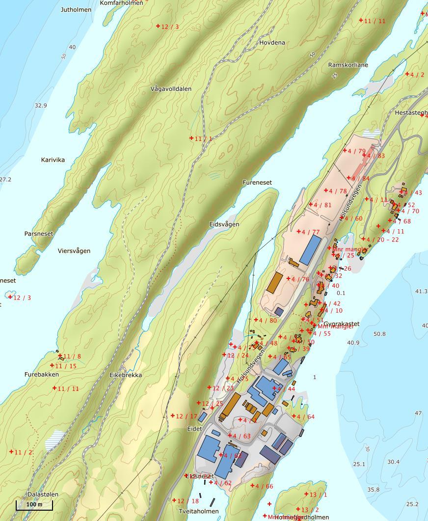 Figur 1. Oversiktskart for lokasjonen til det aktuelle planområdet. Sikkerhetskrav Akseptkriterium for skredfare er gitt i Byggeteknisk forskrift (TEK 17) 7.3.