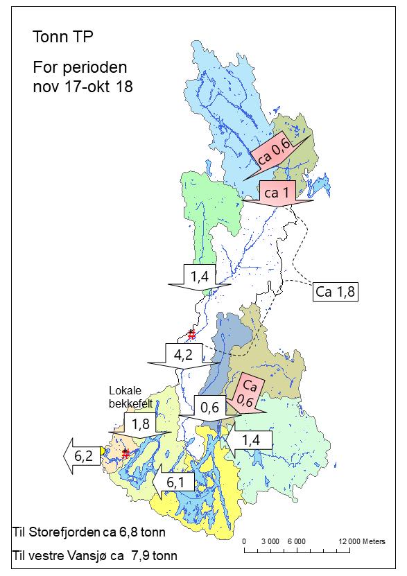 6.2 Fosforbudsjett I Vedlegg 6 er det gitt tabeller med budsjett for nitrogen, suspendert stoff og fosfortilførsler (sistnevnte både med og uten vannføringsjustering) siden 2005. Figur 6.