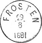 1857 SF Stempel nr. HS2 Type: Karteringspåskrift Frosten 12/5 Registrert brukt 12.05.1858 SF Stempel nr.