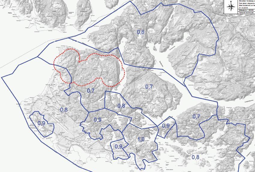 1.3 Sonefaktorer Boligeiendommer For boligeiendommer og boligdel av landbrukseiendommer er Farsund kommune inndelt i soner ut fra forskjeller i prisnivået i ulike deler av kommunen.