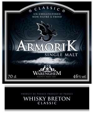 2160901, 70 cl, 42,0 % ARMORIK Classic - Whisky Breton Single Malt Lagret på ex-bourbon fat.