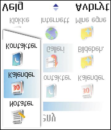 Snarveier i ventemodus Hvis du vil bytte mellom åpne programmer, trykk på og hold nede. Hvis du har lite minne, kan det hende at telefonen lukker noen programmer.