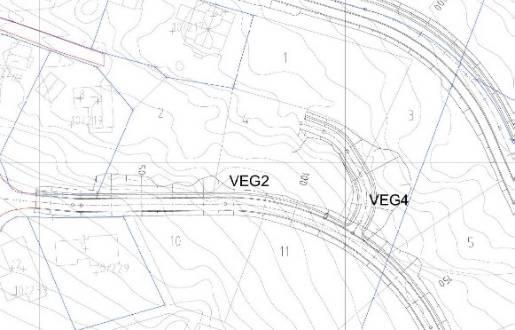 Alternativ 2: Veg 3 vil få snuplass mellom tomt 16 og 17 og være kortere enn alternativ 1. Her blir snuplassen bli fordelt mellom tomt 16 og 17.