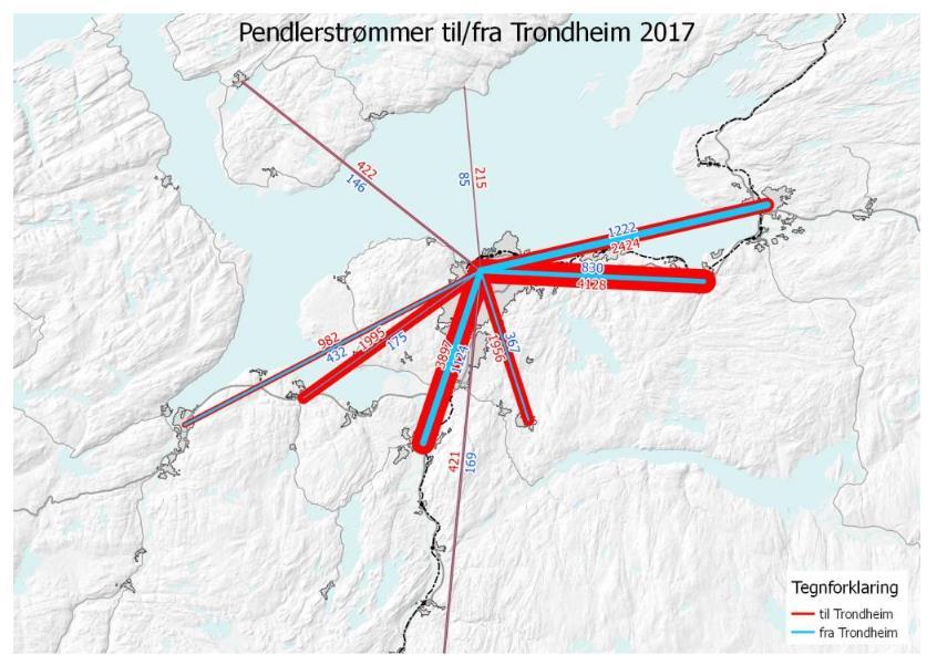 Pendling til Trondheim Kommune Klæbu