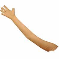 Ødemhanske, hel arm Smidig og komfortabel hanske med hel arm som gir lett kompresjon for å minske ødem. Hansken har åpne fingre for kontroll av funksjon og hevelse. Laget i lycra og spandex.