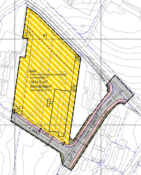 02 Planfakta Gårds- og bruksnr.: 118/945, 949 Planområdets areal: 8 563 m² Formål: Kombinert bebyggelse og anlegg (kontor, engros, verksted, lager) Total BRA: 8 700 m², inkl.