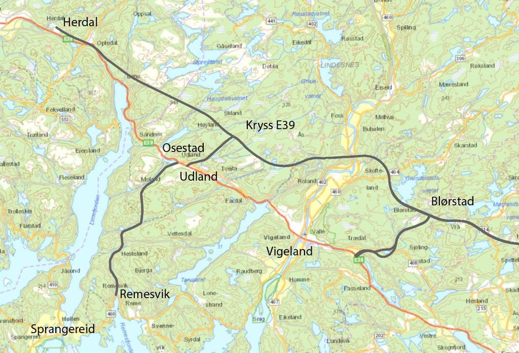 Sparer minst 10 min til Blørstad via kryss på Udland og ny E39 Sparer minst 6 min til Blørstad via kryss på Udland og eks.