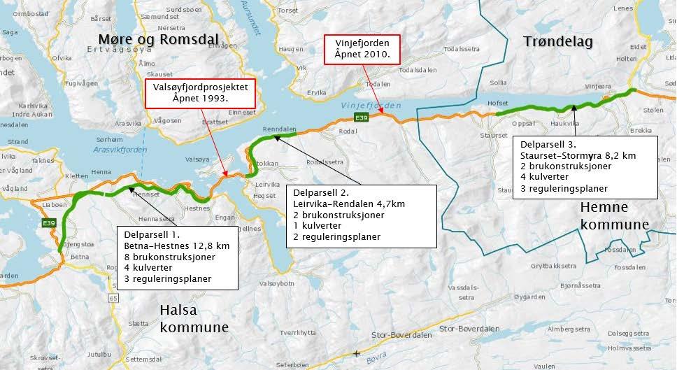 Dette skal vi bygge: Tre delparseller med total lengde 26 km, som