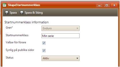 For å skape en ny startnummerklasse til serien, klikk på knappen «Lag en ny startnummerklasse» i øvre venstre hjørnet.
