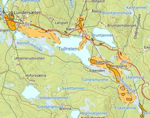 Det er i hovedsak tre områder i kommunen hvor flere av forekomstene er lokalisert: Granli, Sagli/Smestadtjernet og på hver side av