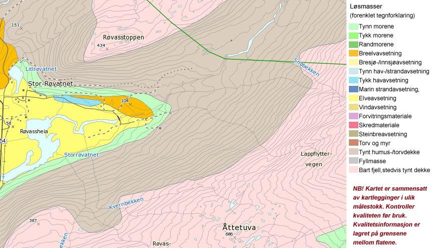 I henhold til NGU s berggrunnskart består berggrunnen i influensområdet av