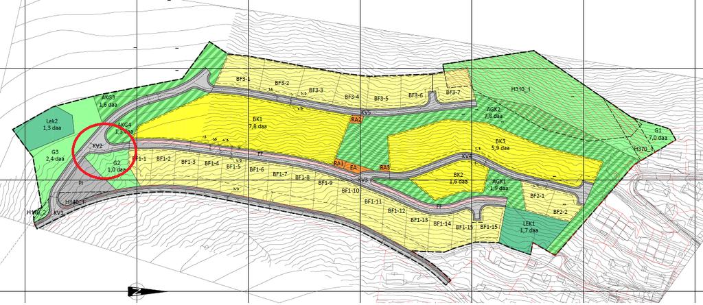 Sak 22/16 Figur 1: Detaljreguleringsplan for Bråtane bustadfelt Vurdering: Etter plan- og bygningslova 19-2 kan dispensasjon gjevast dersom omsyna bak reglane det vert dispensert frå, eller omsyna i