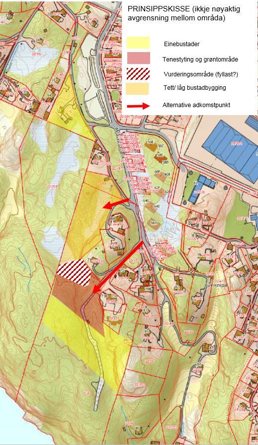 Planlagte bygg, anlegg og andre tiltak Prinsippskisse for utvikling av området er vist på fig 2.