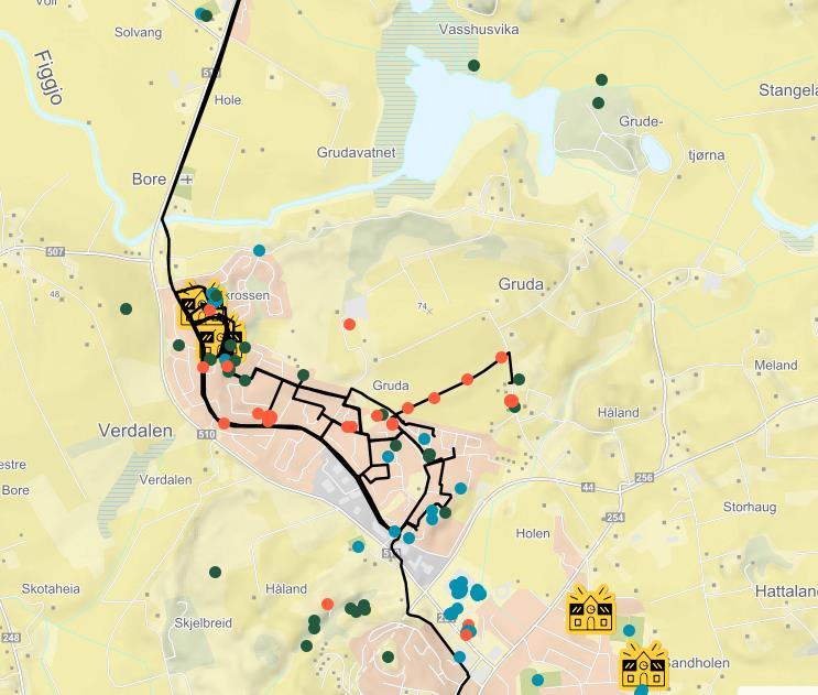 Kjekt å gå på skøyter i ishallen Liker å være på Jærhagen og shoppe der Møteplass på fotballbane ved Bore U Møteplass ved ballbingen ved skulen Møteplass i skogen på Hodne, der speidaren held til