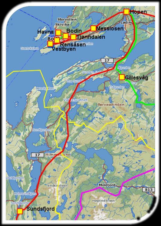 Konsesjonssøknad under utarbeidelse/behandling Salten P204: Sundsfjord Hopen, Opppgradering av 132 kv linje Beskrivelse Bakgrunn: Tilstanden på linjen er dårlig og den nærmer seg slutten på sin