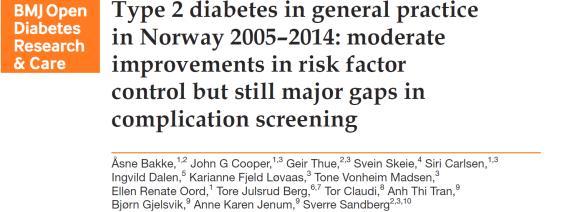 2% of patients did not achieve the composite ABC goal 1 Norway: 2003 2004, 87% of patients did not achieve the composite