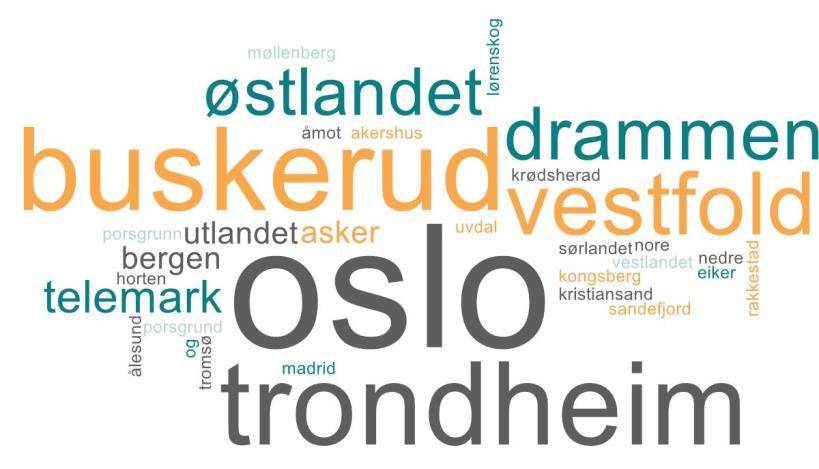 Boligpreferanser Områdepreferanser ved flytting Figuren til høyre viser at mer enn halvparten av de med flytteplaner i aldersgruppen 18 35 år (i Kongsberg) planlegger å flytte ut av kommunen.