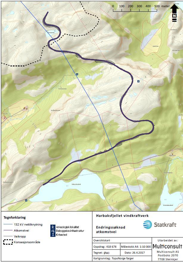 Side 5 Figur 1: Omsøkt adkomstveg til venstre og tidligere konsesjonsgitt løsning til høyre.