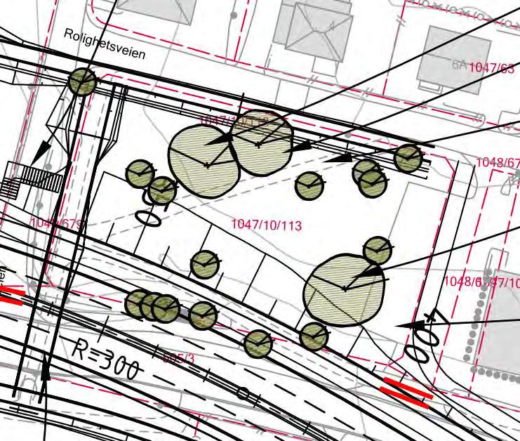 2 3 1 Figur 6-25: Alternativ 1 Utvidelse mot sør. Parken ved Rich.