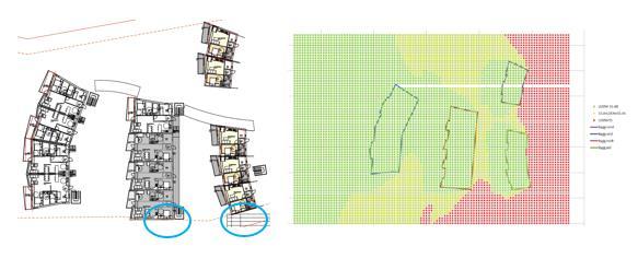 5 m over bakkenivå, er vist i Figur 3 og Vedlegg C. Situasjonsplanen i Vedlegg D viser planlagte, private utendørs oppholdsareal med lydnivå L den 55 db.