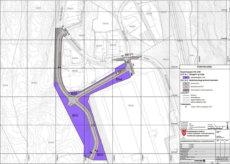 Myråsdalen er regulert som atkomst for gående og syklende, og krysser ny atkomstvei i kulvert.